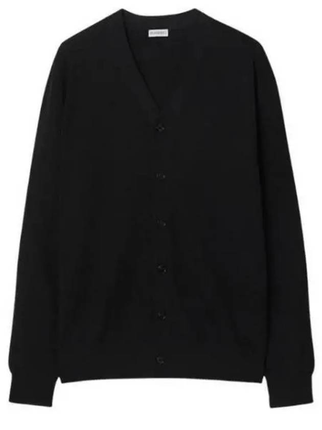 V Neck Wool Cardigan Black - BURBERRY - BALAAN 2