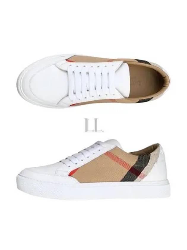 House Check Leather Sneakers Optic White - BURBERRY - BALAAN 2