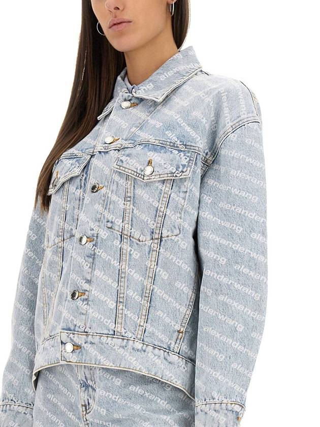 Women's Logo Print Denim Jacket - ALEXANDER WANG - BALAAN 5