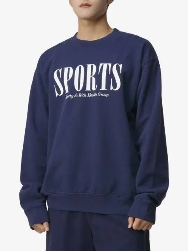 Graphic Print Cotton Sweatshirt Navy - SPORTY & RICH - BALAAN 2