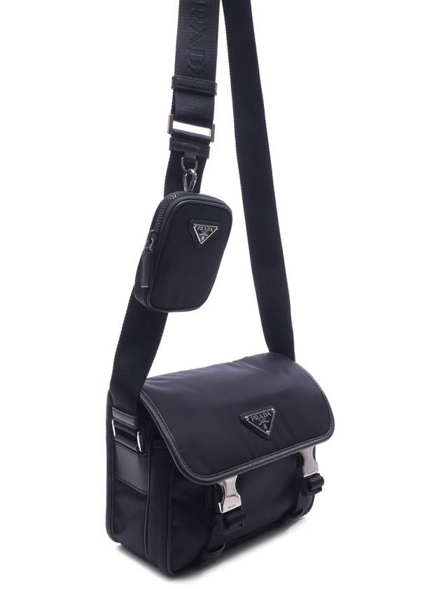 Triangle Logo Re-Nylon Saffiano Leather Cross Bag Navy - PRADA - BALAAN 4