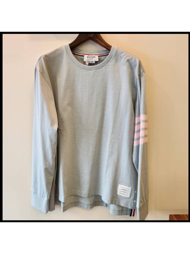 4 Bar Crew Neck Long Sleeve T-Shirt Blue - THOM BROWNE - BALAAN 2