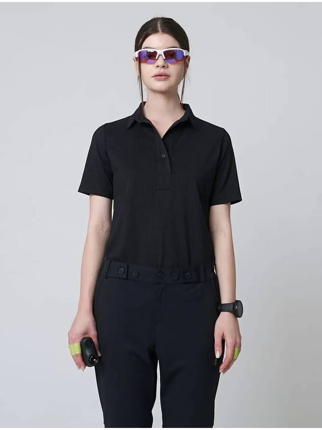 Collar Polo Shirt Black - ATHPLATFORM - BALAAN 1