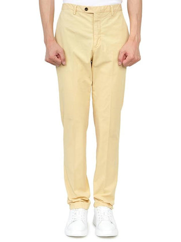 Men's Cotton Blend Straight Pants Yellow - DRUMOHR - BALAAN 1