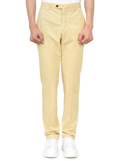 Men's Cotton Blend Straight Pants Yellow - DRUMOHR - BALAAN 2