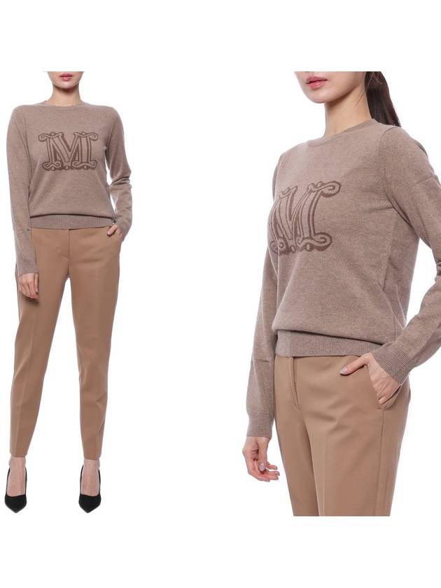 Women's Pamir Crew Neck Logo Knit Top Brown - MAX MARA - BALAAN 3