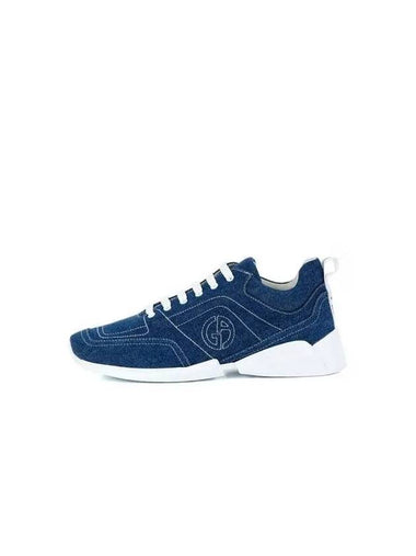 Women s Logo Stitched Denim Sneakers Blue 271720 - GIORGIO ARMANI - BALAAN 1