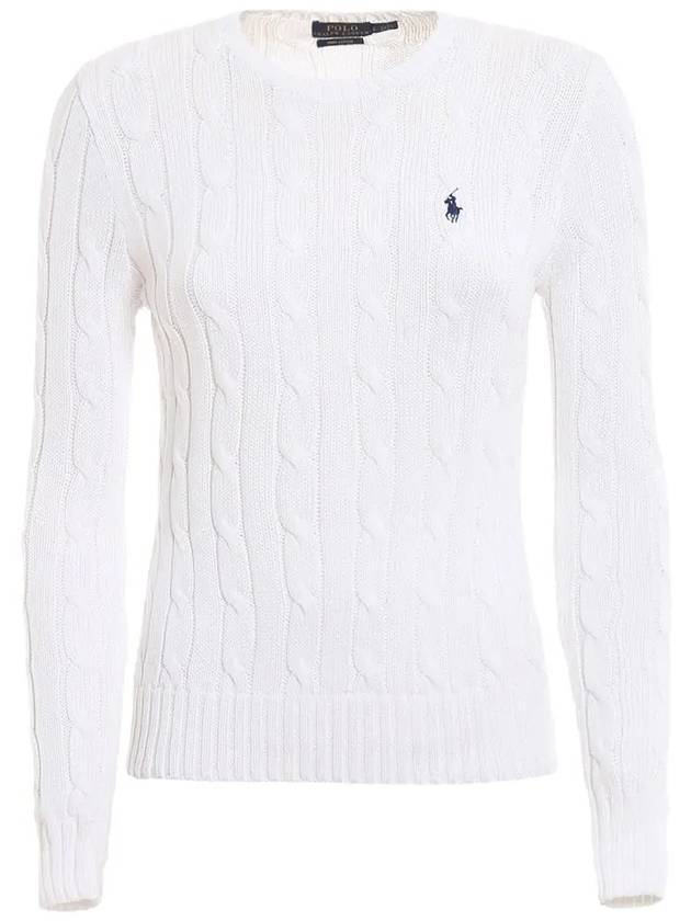 Women's Pony Embroidery Cable Knit Top White - POLO RALPH LAUREN - BALAAN 3