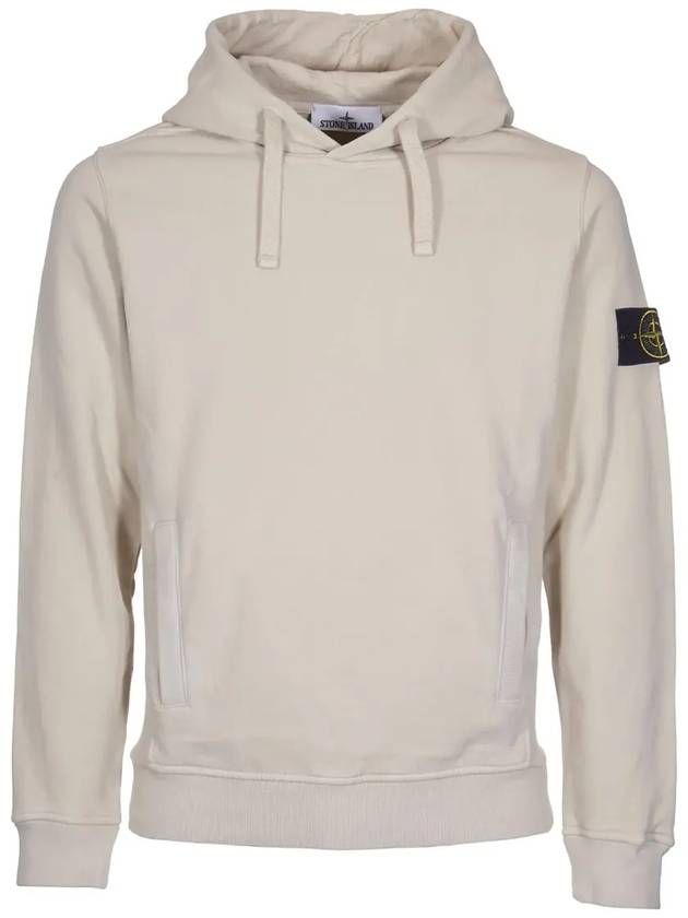 Wappen Patch Brushed Cotton Fleece Hoodie Plaster - STONE ISLAND - BALAAN 2