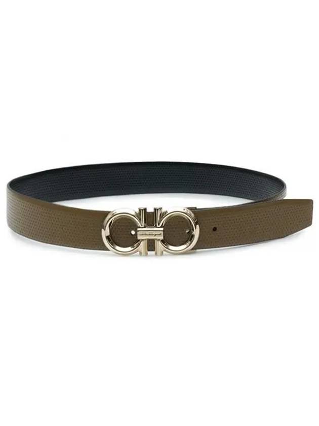 Reversible Gancini Leather Belt Brown - SALVATORE FERRAGAMO - BALAAN 3