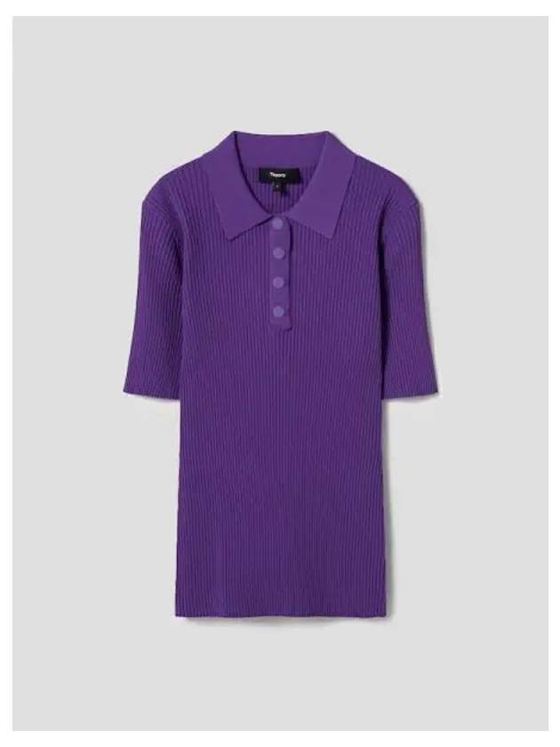 Women s Compact Crepe Ribbed Polo T shirt Knit Bright Peony Domestic Product GM0024020772274 - THEORY - BALAAN 1