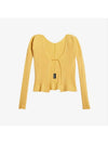 La Maille Pralu Longue Micro Charm Logo Cardigan Light Yellow - JACQUEMUS - BALAAN 3