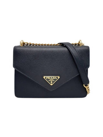 1BD200 Triangle logo Saffiano gold chain shoulder bag - PRADA - BALAAN 1