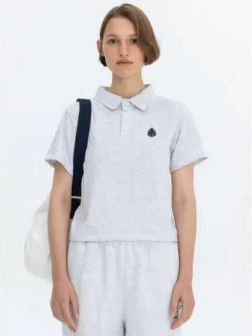 EMBLEM PATCH POLO TEE MELANGE GRAY - BENSIMON - BALAAN 1