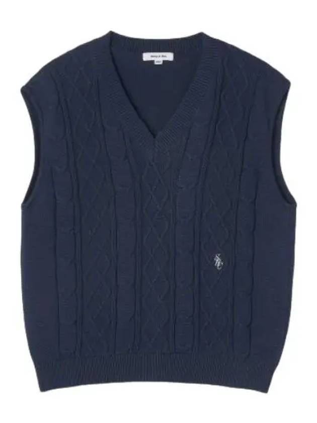 Cable knit vest Navy white - SPORTY & RICH - BALAAN 1