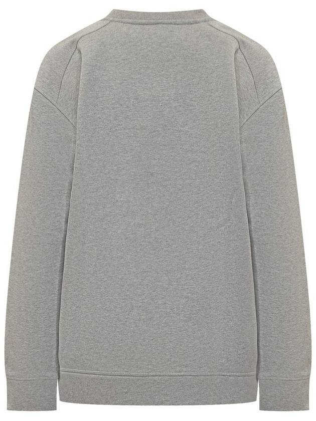 Heavy Fleece Drop Shoulder Flower Sweatshirt Grey - GANNI - BALAAN 3