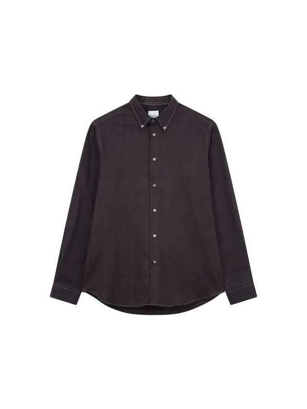 Herringbone pattern button down collar shirt dark brown 270089 - PAUL SMITH - BALAAN 1