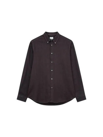 Herringbone pattern button down collar shirt dark brown 270089 - PAUL SMITH - BALAAN 1