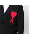 Big Heart Embroidered Logo Cardigan Pale Black - AMI - BALAAN 3