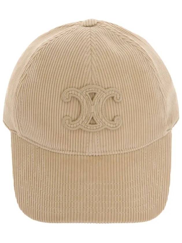 Triomphe Patch Corduroy Ball Cap Cream - CELINE - BALAAN 3