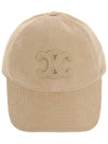 Triomphe Patch Corduroy Ball Cap Cream - CELINE - BALAAN 2