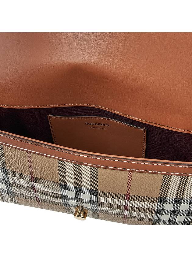 Women's Check Leather Top Handle Shoulder Bag Beige - BURBERRY - BALAAN 11