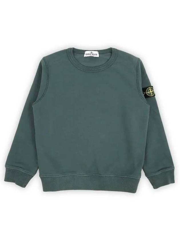 Kids Wappen Patch Organic Cotton Fleece Sweatshirt Green - STONE ISLAND - BALAAN 3