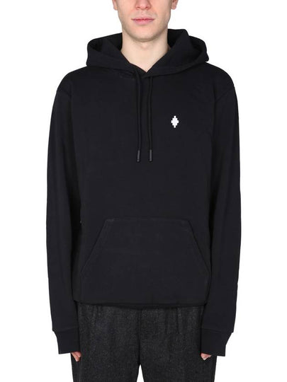 Logo Print Cross Regular Hoodie Black - MARCELO BURLON - BALAAN 2