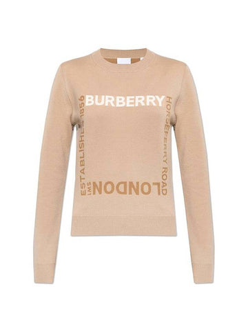 Horseferry Square Logo Knit Top Beige - BURBERRY - BALAAN 1