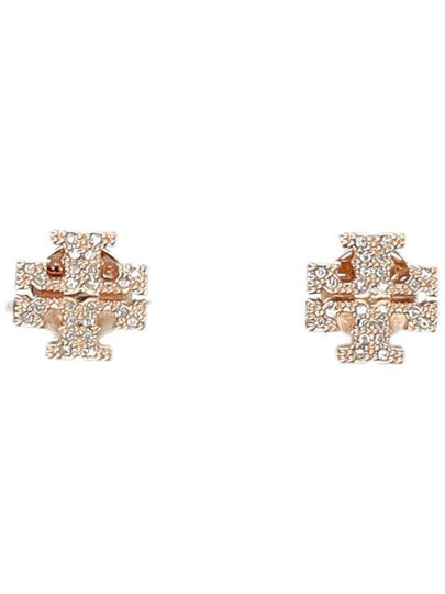 Crystal Logo Stud Earrings Rose Gold - TORY BURCH - BALAAN 2