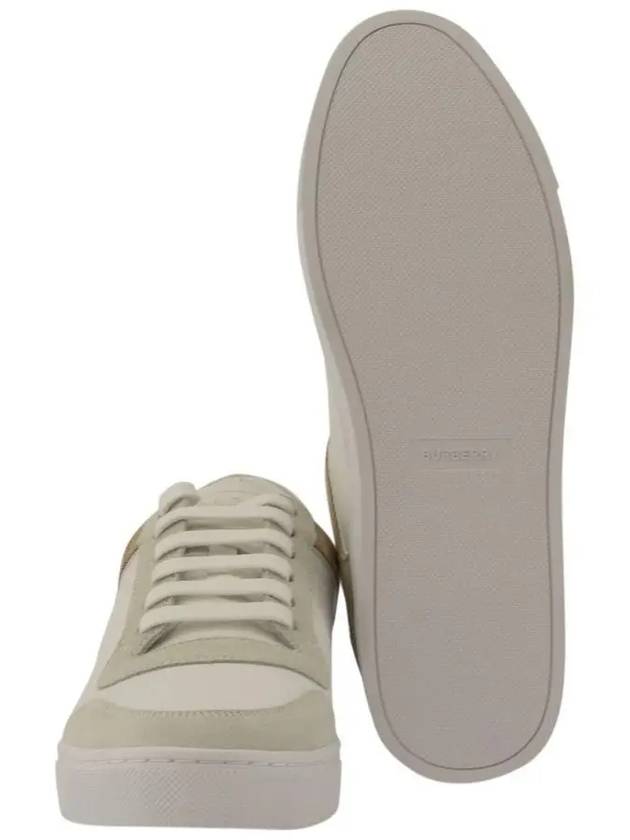 Leather Suede House Check Cotton Sneakers Optic White - BURBERRY - BALAAN 4