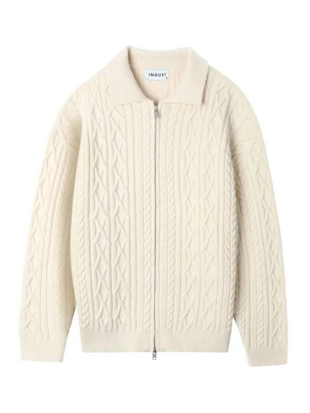 Fisherman Collar Zip-up Knit Cream - INDUST - BALAAN 6