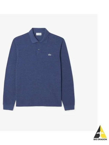 Men s Classic Fit Long Sleeve Melange Polo Blue - LACOSTE - BALAAN 1