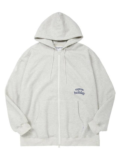 Side Logo 2Way Zip Up Hoodie Oatmeal - EXPRESSHOLIDAY - BALAAN 2