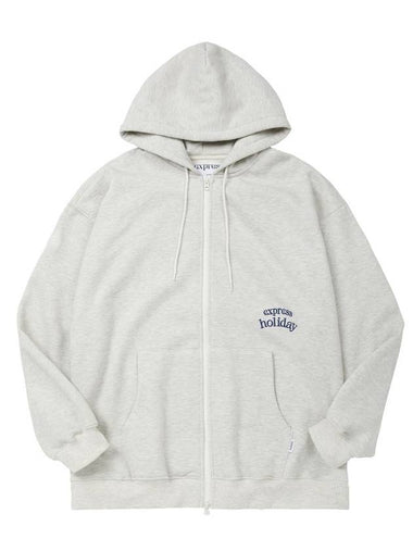 Side Logo 2Way Zip Up Hoodie Oatmeal - EXPRESSHOLIDAY - BALAAN 1