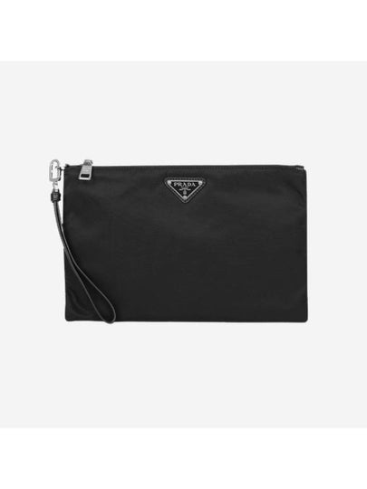 Re-Nylon and Saffiano Leather Clutch Bag Black - PRADA - BALAAN 2