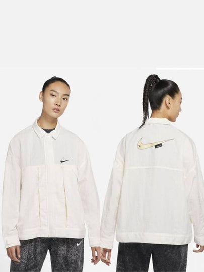 Swoosh Woven Back Logo Jacket Ivory - NIKE - BALAAN 2