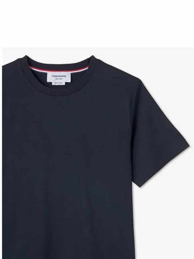 Men's Side Slit Relaxed Short Sleeve T-Shirt Navy - THOM BROWNE - BALAAN 4