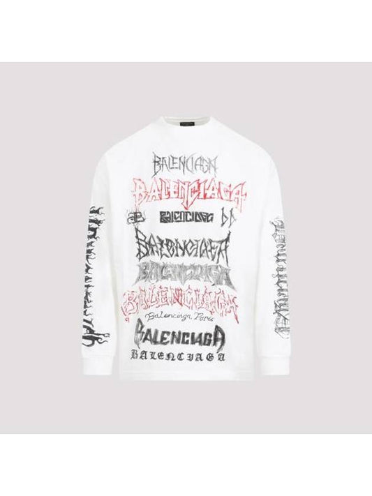 Men's Metal Logo Long Sleeve T-Shirt White - BALENCIAGA - BALAAN 1