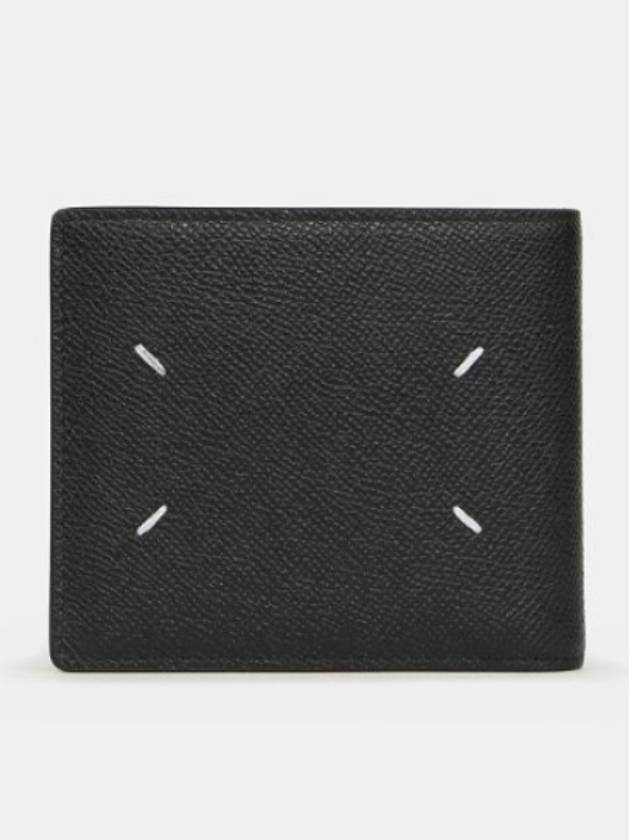 Stitched Bifold Leather Half Wallet Black - MAISON MARGIELA - BALAAN 2