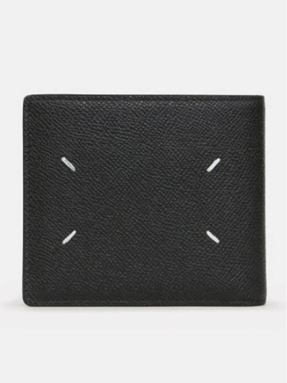 Stitched Bifold Leather Half Wallet Black - MAISON MARGIELA - BALAAN 2