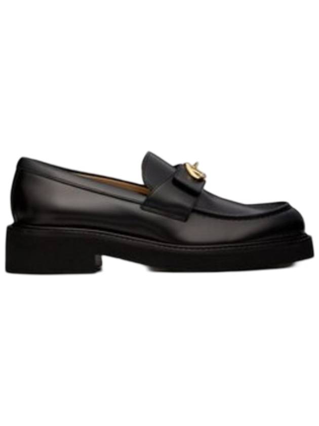 Gold Logo Detail Loafers Black - VALENTINO - BALAAN 1