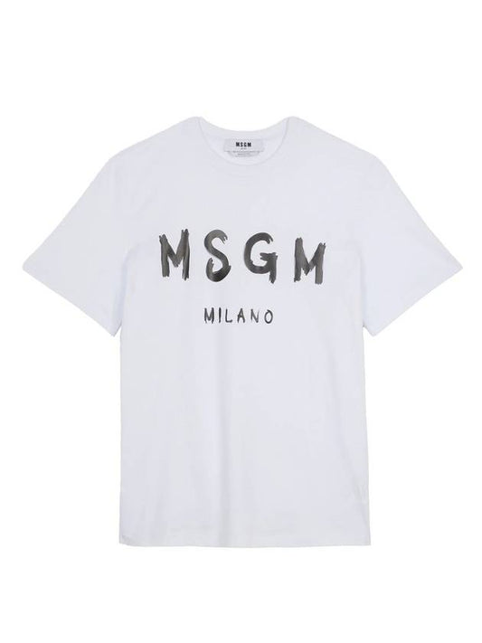 Logo Cotton Short Sleeve T-Shirt White - MSGM - BALAAN 1
