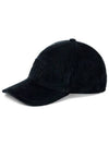 Embossed Logo Velvet Ball Cap Navy - MIU MIU - BALAAN 1