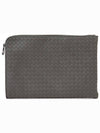 Intrecciato Weaving Zipper Medium Clutch Bag Brown - BOTTEGA VENETA - BALAAN 2