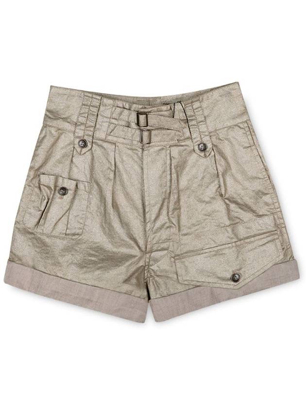 Women's Cargo High Waist Shorts Beige - SAINT LAURENT - BALAAN 3