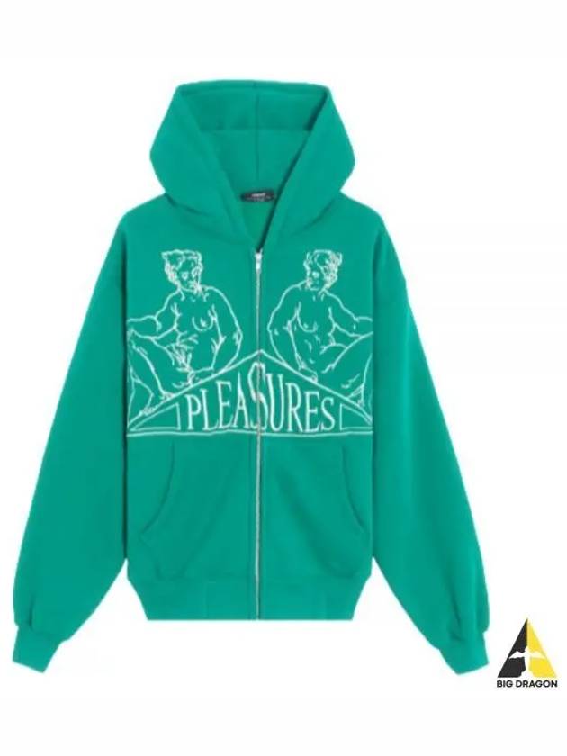 P22W019 GREEN Squeeze Zip Up Hoodie - PLEASURES - BALAAN 1