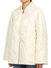 Pointed Collar Diamond Quilted Zip-Up Jacket White - GANNI - BALAAN 4