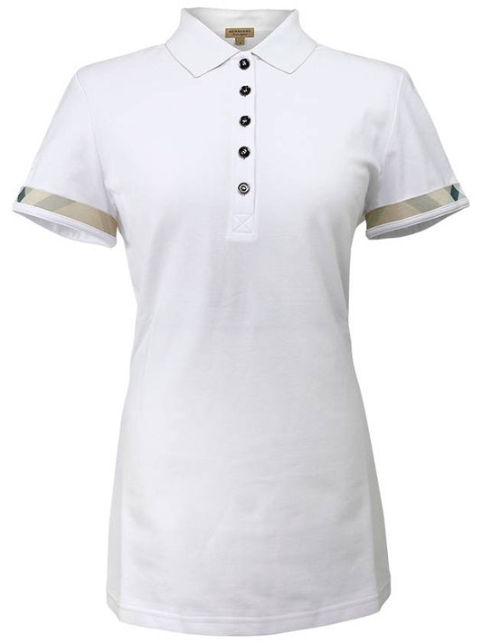 Women's Check Pattern Polo Shirt White - BURBERRY - BALAAN 1