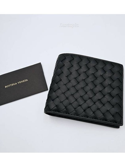 Men's Intrecciato Half Wallet Black - BOTTEGA VENETA - BALAAN 2